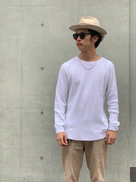 WACKO MARIA (ワコマリア) CREW NECK THERMAL SHIRT(クルーネックサーマル) WHITE