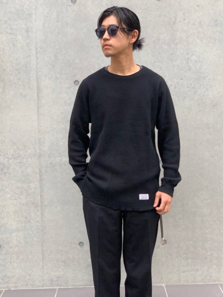 WACKO MARIA (ワコマリア) CREW NECK THERMAL SHIRT(クルーネックサーマル) BLACK