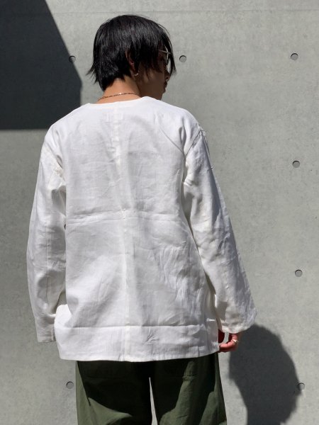 WAX (ワックス) Linen sleeping shirts (リネンスリーピングシャツ) WHITE