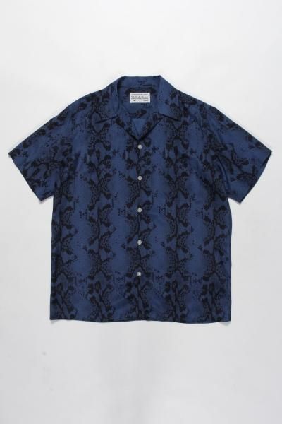 WACKO MARIA (ワコマリア) HAWAIIAN SHIRT S/S (TYPE-5) (パイソン柄ハワイアンシャツ) BLUE