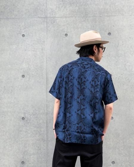 WACKO MARIA (ワコマリア) HAWAIIAN SHIRT S/S (TYPE-5) (パイソン柄ハワイアンシャツ) BLUE