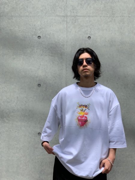 COOTIE (クーティー) Print Oversized S/S Tee (SACRED HEART)(プリントオーバーサイズS/S Tee )  White