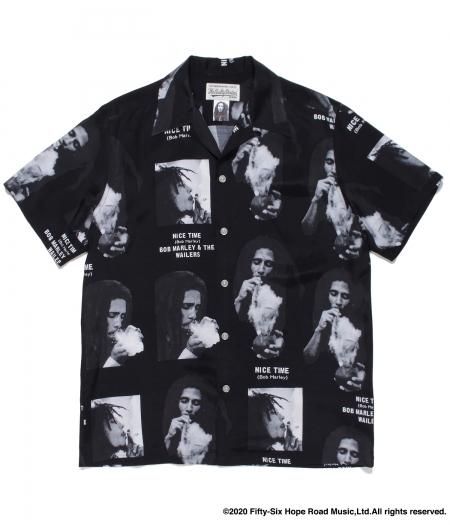 WACKO MARIA (ワコマリア) BOB MARLEY / S/S HAWAIIAN SHIRT ( TYPE-1 )(ボブマーリーハワイアン シャツ) BLACK