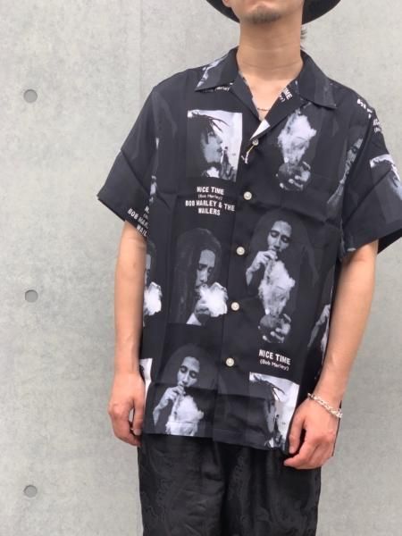 WACKO MARIA (ワコマリア) BOB MARLEY / S/S HAWAIIAN SHIRT ( TYPE-1 )(ボブマーリーハワイアン シャツ) BLACK