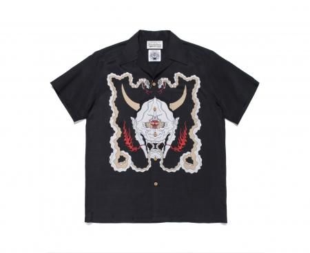 WACKO MARIA (ワコマリア) WOLF'S HEAD / S/S HAWAIIAN SHIRT (TYPE-1) (ウルフズヘッドハワイアンシャツ)  BLACK