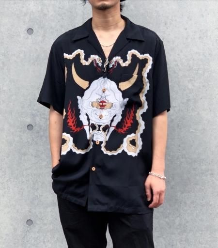 WACKO MARIA (ワコマリア) WOLF'S HEAD / S/S HAWAIIAN SHIRT (TYPE-1) (ウルフズヘッドハワイアンシャツ)  BLACK