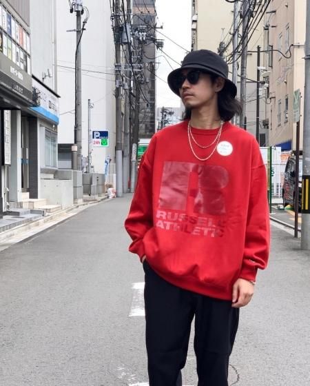 COOTIE (クーティー) T/C Crewneck Sweatshirt (ラッセルアスレティックスウェット) Red×Clear