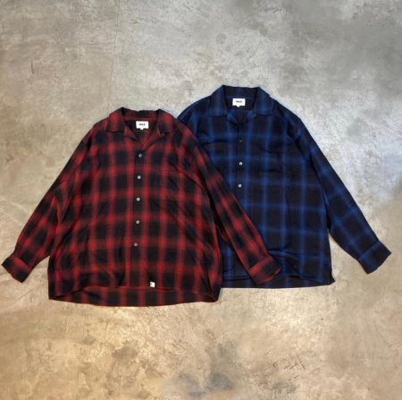 WAX (ワックス) Ombre check open collar shirts (オンブレチェック