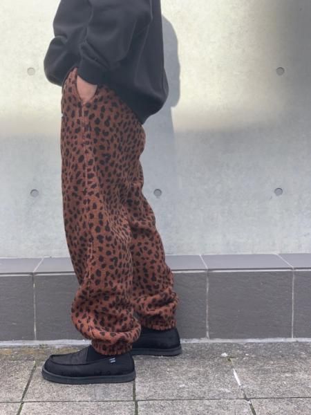 WACKO MARIA (ワコマリア) LEOPARD FLEECE SWEAT PANTS (レオパードフリーススエットパンツ) BROWN