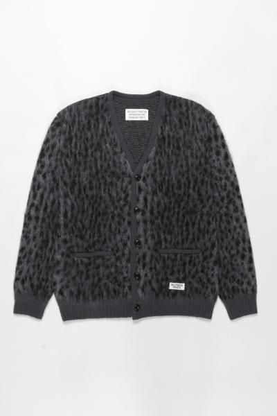 WACKO MARIA (ワコマリア) LEOPARD MOHAIR CARDIGAN (レオパードモヘアカーディガン) GRAY