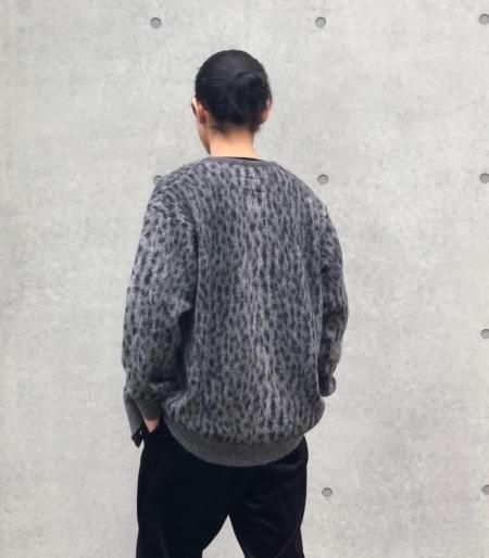 WACKO MARIA (ワコマリア) LEOPARD MOHAIR CARDIGAN (レオパードモヘアカーディガン) GRAY