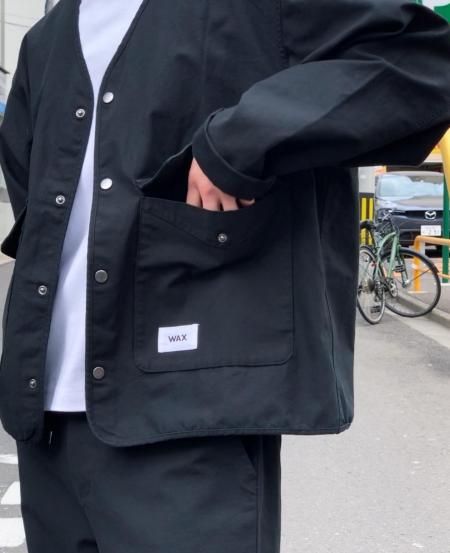 WAX  Back satin V jacket BLACK　Lサイズ WAX (ワックス) Back satin V jacket (バックサテンVジャケット