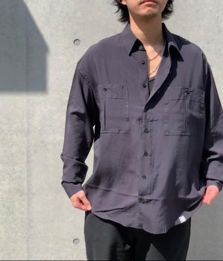トップス WAX Design L/S shirts WAX (ワックス) Design L/S shirts (長袖シャツ) BLACK