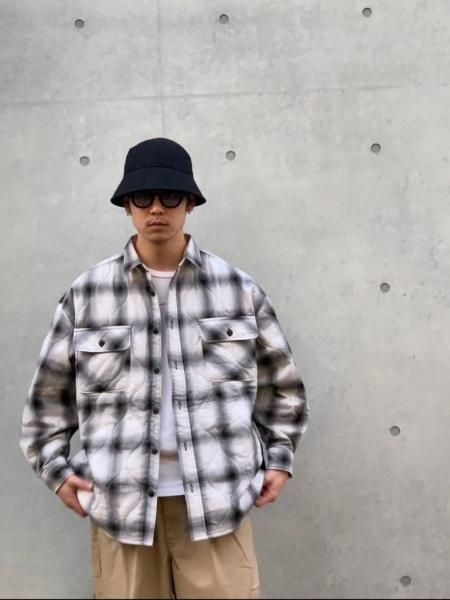 COOTIE Ombre Check Quilting CPO Jacketノーカラージャケット - ノー