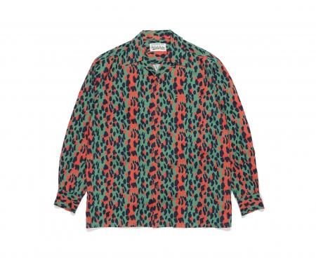 WACKO MARIA (ワコマリア) HAWAIIAN SHIRT L/S (TYPE-2) (レオパード柄長袖ハワイアンシャツ) GREEN