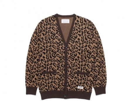 WACKO MARIA (ワコマリア) LEOPARD JACQUARD CARDIGAN (TYPE-1) (レオパードジャガードカーディガン)  BROWN