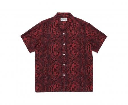 WACKO MARIA (ワコマリア) HAWAIIAN SHIRT S/S (TYPE-7) (パイソン柄半袖ハワイアンシャツ) RED