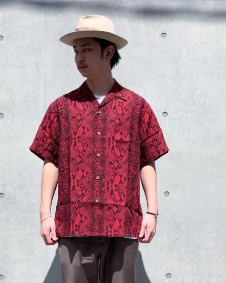 WACKO MARIA (ワコマリア) HAWAIIAN SHIRT S/S (TYPE-7) (パイソン柄半袖ハワイアンシャツ) RED