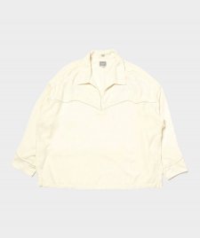 DELUXE (デラックス) BRONCO (ウエスタンプルオーバー長袖シャツ) WHITE