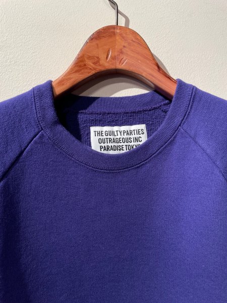 ワコマリア  WASHED ヘビーウェイト　ラグラン　スウェット　パープル　XL