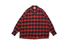 WAX (ワックス) Ombre check open shirts(オンブレチェックオープンカラーシャツ) ORANGE