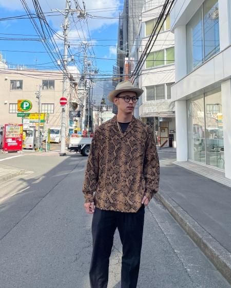 WACKO MARIA ワコマリア 20AW HAWAIIAN SHIRT L/S パイソン柄 長袖ハワイアンシャツ グレー 20FWE-WMS-HI03