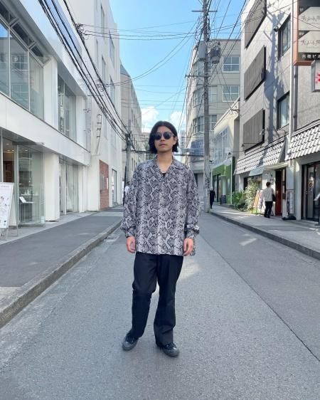 WACKO MARIA (ワコマリア) HAWAIIAN SHIRT L/S (TYPE-3)(パイソン柄長袖ハワイアンシャツ) GRAY