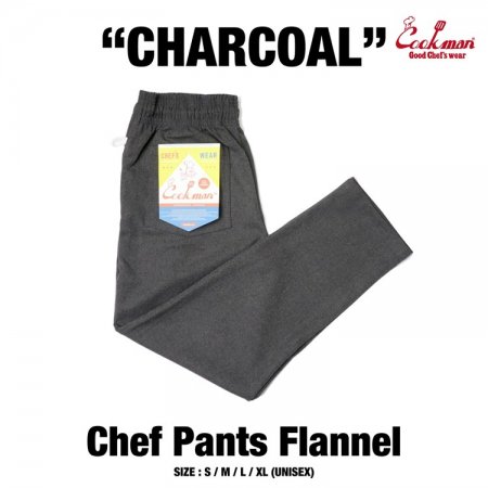 CookMan (クックマン) Chef Pants Flannel Charcoal (フランネルシェフ