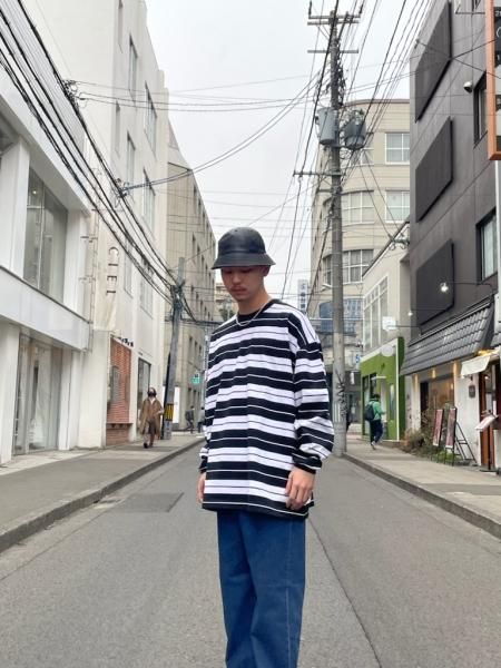 COOTIE (クーティー) Supima Border Oversized L/S Tee