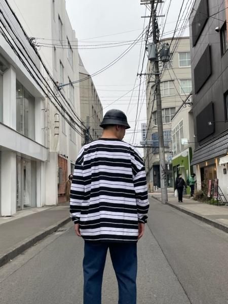 COOTIE Supima Border Oversized L S Tee - ニット