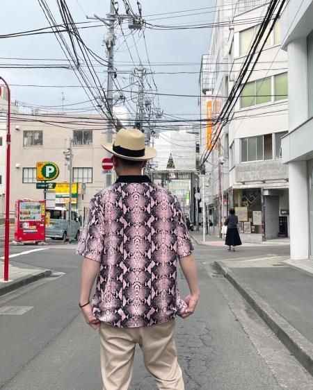 WACKO MARIA (ワコマリア) VELOUR POLO SHIRT S/S(TYPE-1)(ベロアポロシャツ) PINK