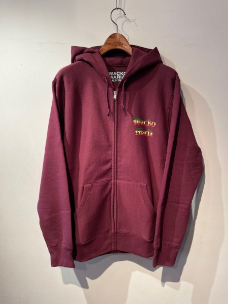 WACKO MARIA (ワコマリア) HEAVY WEIGHT ZIP HOODED SWEAT SHIRT(ヘビーウェイトフルジップパーカー)  BURGUNDY