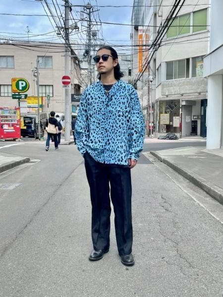 WACKO MARIA (ワコマリア) HAWAIIAN SHIRT L/S ( TYPE-1 ) (レオパード柄長袖ハワイアンシャツ) BLUE