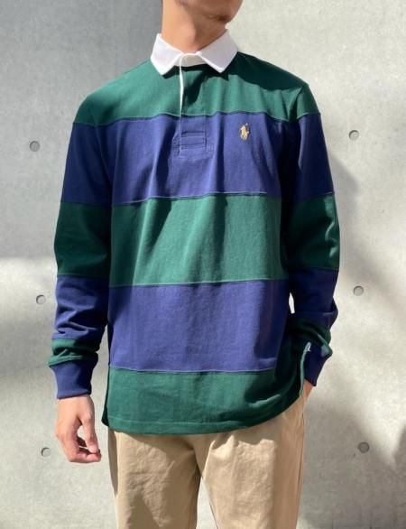 POLO RALPH LAUREN(ポロラルフローレン) アイコニック ラグビー シャツ GREEN-NAVY