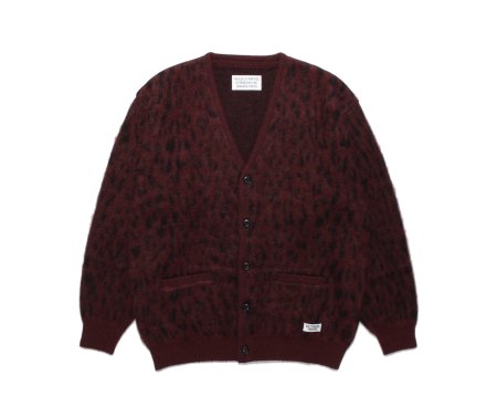 WACKO MARIA (ワコマリア) LEOPARD MOHAIR CARDIGAN ( TYPE-1 )(レオパードモヘアカーディガン)  BURGUNDY