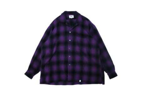 WAX (ワックス) Shadow check open shirts (チェックオープンカラー