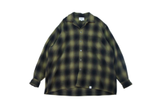 WAX (ワックス) Shadow check open shirts (チェックオープンカラーシャツ) OLIVE