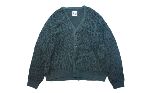 WAX (ワックス) Leopard cardigan (レオパード柄カーディガン) CHARCOAL