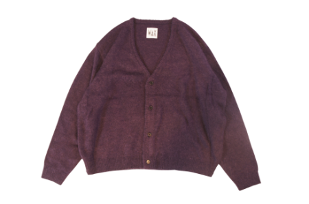 WAX (ワックス) Solid cardigan (モヘアタッチカーディガン) PURPLE