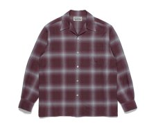 WACKO MARIA (ワコマリア) OMBRE CHECK OPEN COLLAR SHIRT L/S(TYPE-2)(オンブレチェックオープンカラーシャツ) D-RED