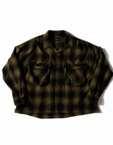 【30%OFF】DELUXE (デラックス) PONTIAC (オンブレチェックオープンカラーシャツ) GREEN