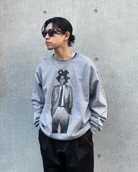 WACKO MARIA (ワコマリア) JEAN-MICHEL BASQUIAT / CREW NECK SWEAT SHIRT (バスキアクルーネックスウェット)  GRAY