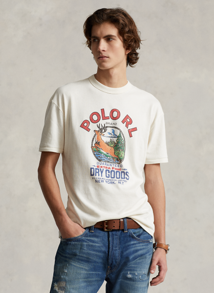 POLO RALPH LAUREN (ポロラルフローレン) クラシック フィット ロゴ ジャージー Tシャツ WHITE