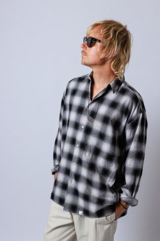 WAX (ワックス) Ombre check shirts (オンブレチェックシャツ) BLACK