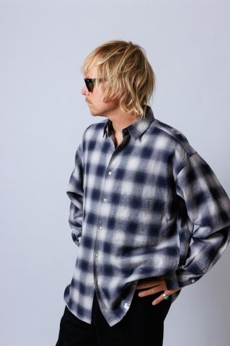 WAX (ワックス) Ombre check shirts (オンブレチェックシャツ) NAVY