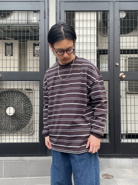 COOTIE (クーティー) Supima Border Oversized L/S Tee (スーピマ