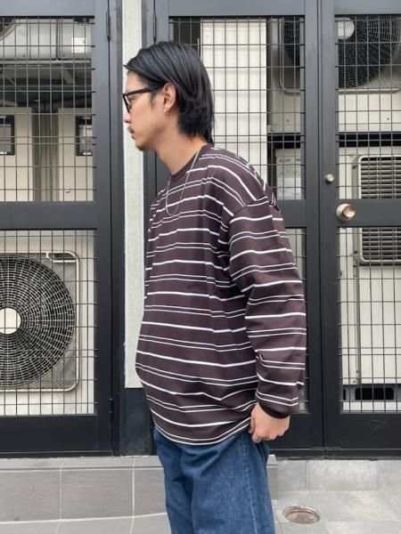 COOTIE (クーティー) Supima Border Oversized L/S Tee (スーピマ