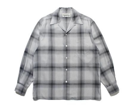 WACKO MARIA (ワコマリア) OMBRE CHECK OPEN COLLAR SHIRT L/S ( TYPE-2 ) (オンブレ チェックオープンカラーシャツ) WHITE-BLACK