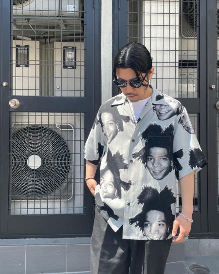 WACKO MARIA (ワコマリア) JEAN-MICHEL BASQUIAT / S/S HAWAIIAN SHIRT ( TYPE-1 ) (半袖 ハワイアンシャツ) GRAY