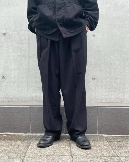 COOTIE (クーティー) Silk Nep 2 Tuck Easy Trousers(シルクネップ２タックイージートラウザー) Black